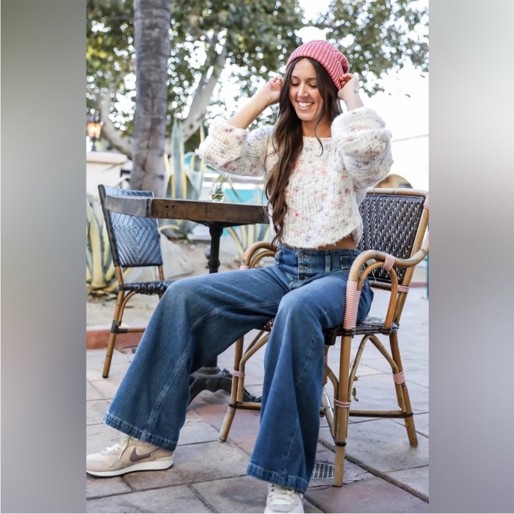 Free People Super Sweeper Wide Leg Jeans Size Medium - Picture 2 of 9